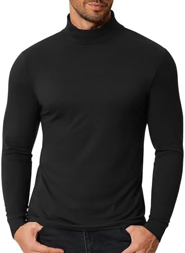 Zengjo Mens Mock Neck Long Sleeve T Shirts, Lightweight Warm Base